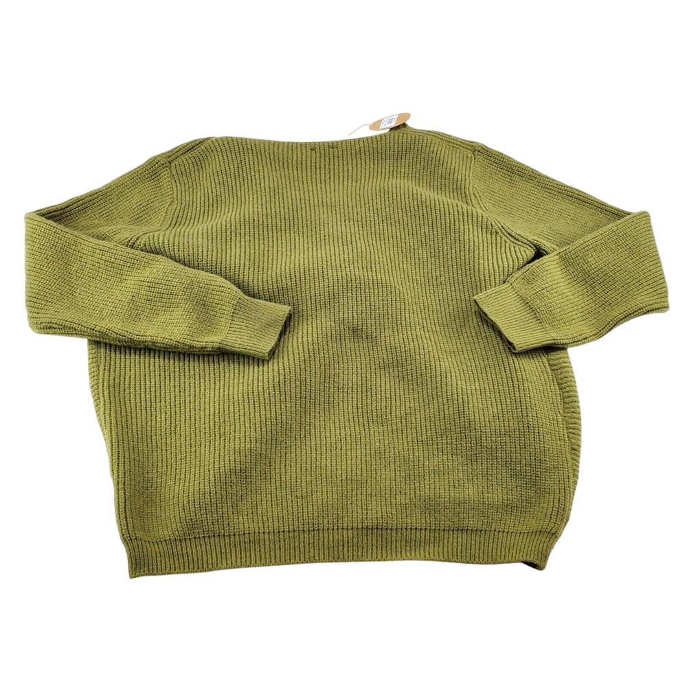 BiB! Sweater Womens XL Knit Scoop Neck Olive Green Long Sleeve New Preppy Casual - Picture 2 of 12